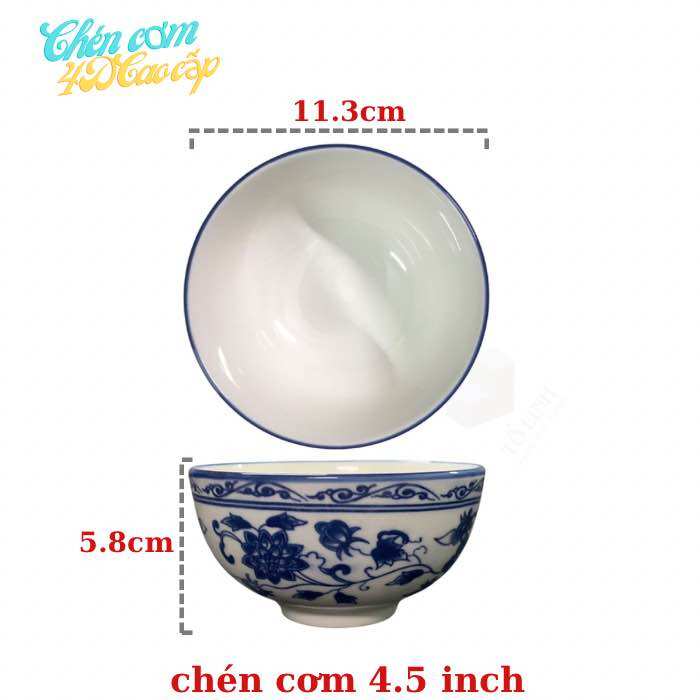 Combo 10 chén cơm gốm sứ cao cấp chuẩn loại 1, bát cơm gốm sứ nhiều hoa