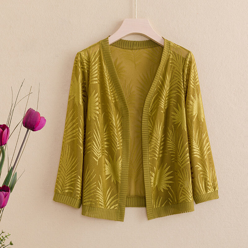 Áo Chống Nắng Ren Lụa Băng Mùa Hè Cho Nữ Áo Len Cardigan Mỏng Kiểu Trung Hoa Áo Khoác Ngắn Áo Khoác 