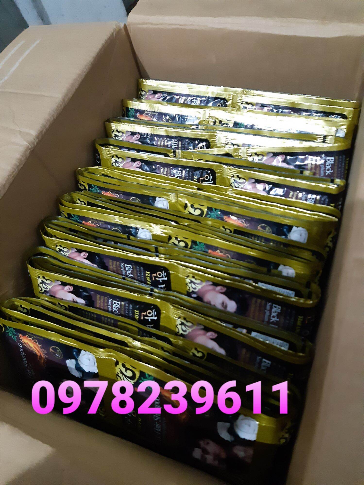 dầu gội 1 dây 10 gói đen tóc nhân sâu thảo dược