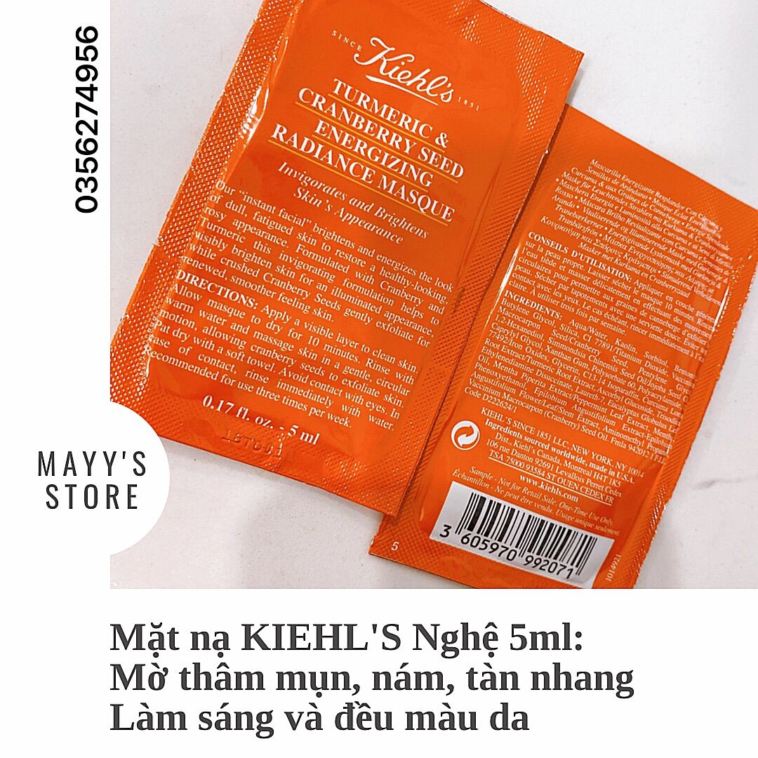 Sample gói mặt nạ nghệ kiehl's tumeric & cranberry sáng da mờ thâm