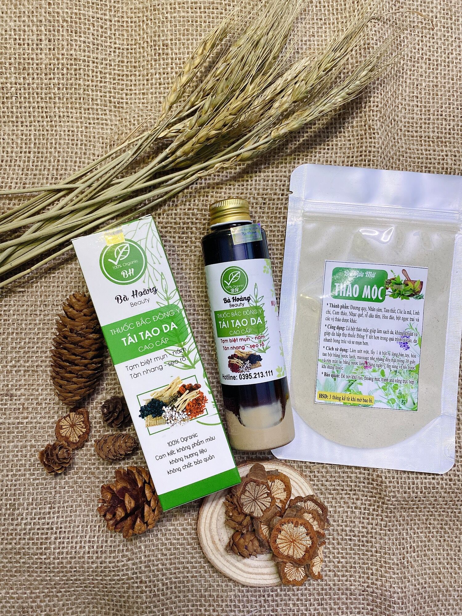 Thuoc bắc tái tạo da gia truyền kèm bột rửa mặt cải thiện mụn, thâm, nám, tàn nhang, sẹo rỗ