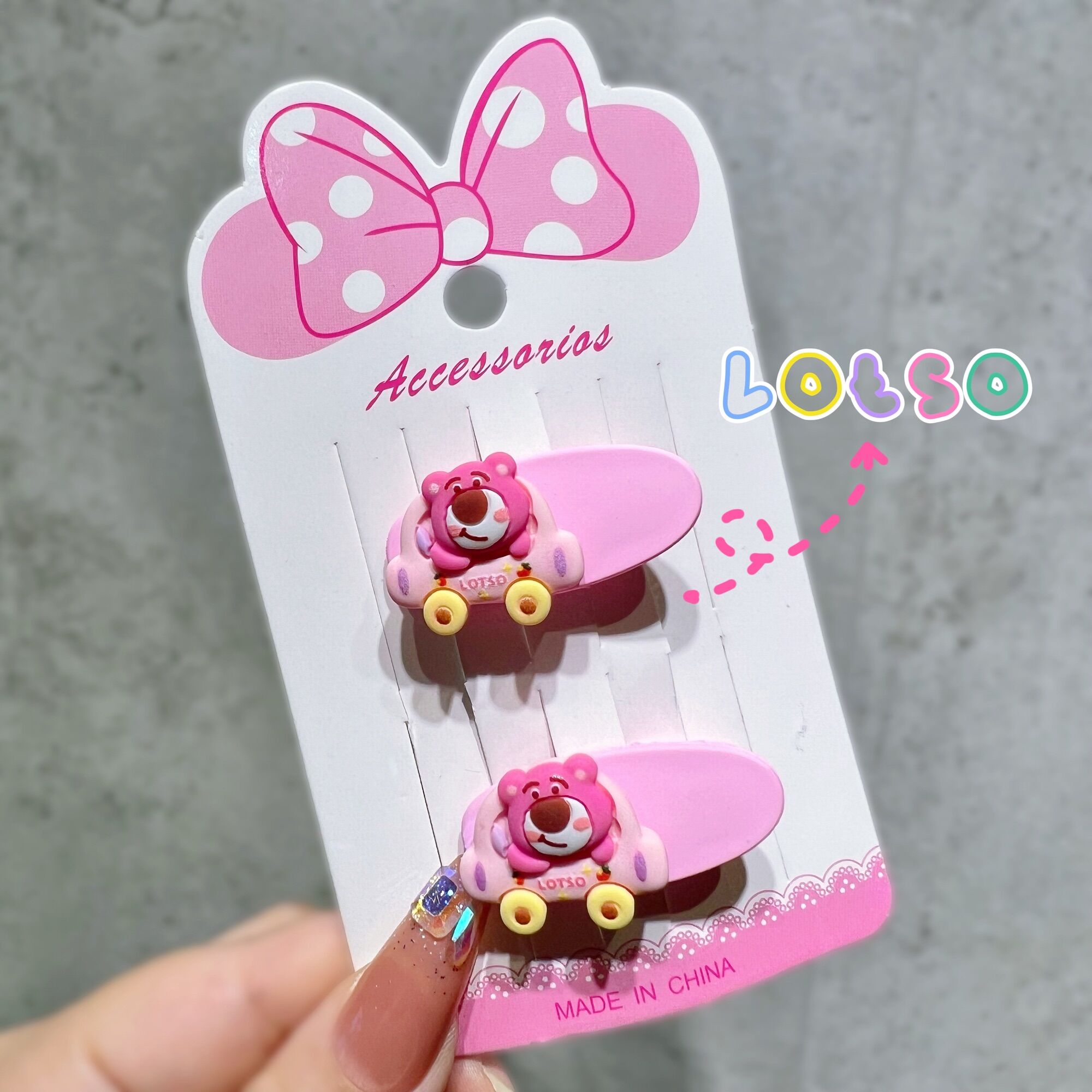 SET 2 KẸP TÓC HELLO KITTY GẤU LOTSO CHO BÉ