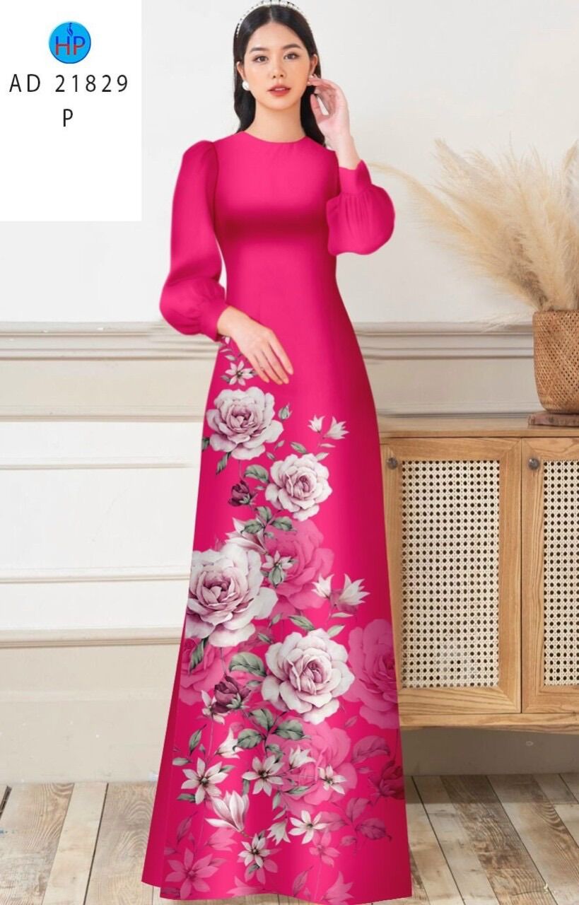 Vải áo dài in hoa 3D lụa cao cấp