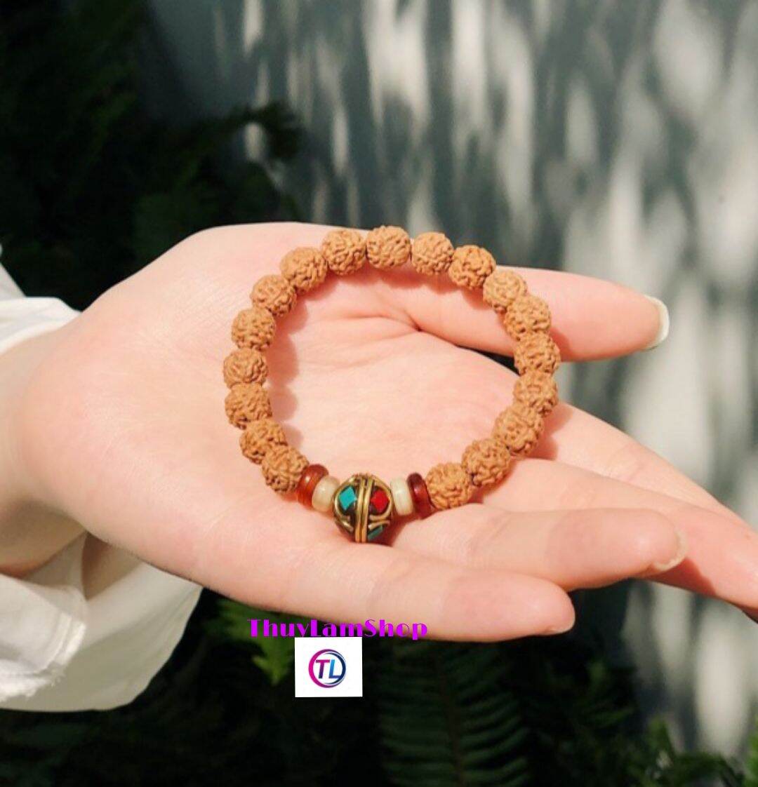 Vòng tay kim cang Tây Tạng mix bánh xe pháp luân 8li quyền năng xoay đổi vận hạn