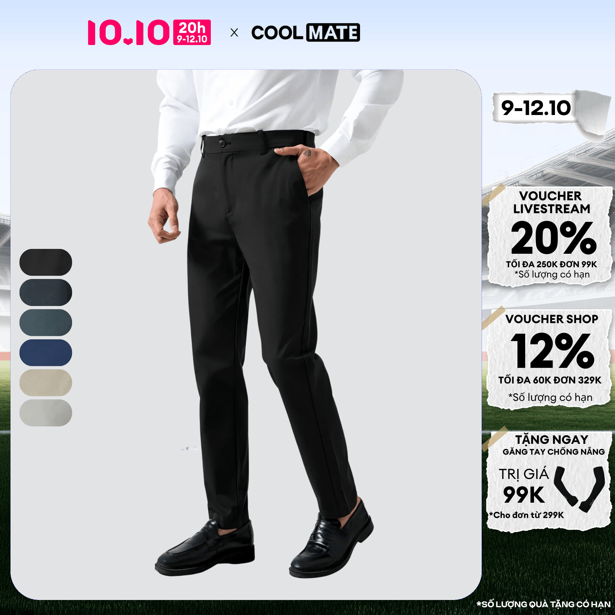 [CHỈ 20H 9-12.10 TẶNG QUÀ ĐƠN TỪ 299K]Quần dài, quần âu nam Kaki Excool co giãn đàn hồi Coolmate