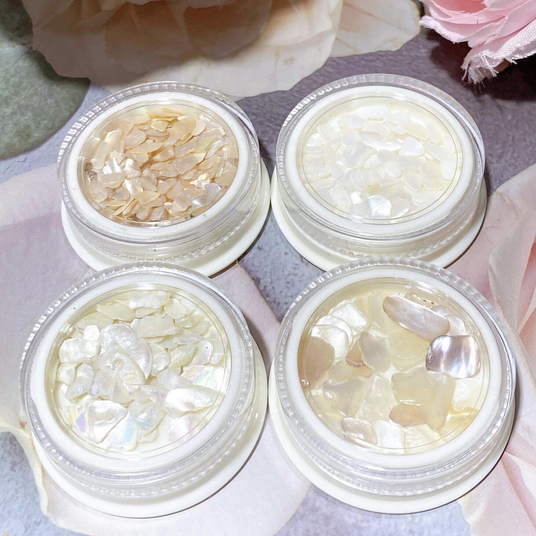 Set sỏi xà cừ trắng 4 hũ