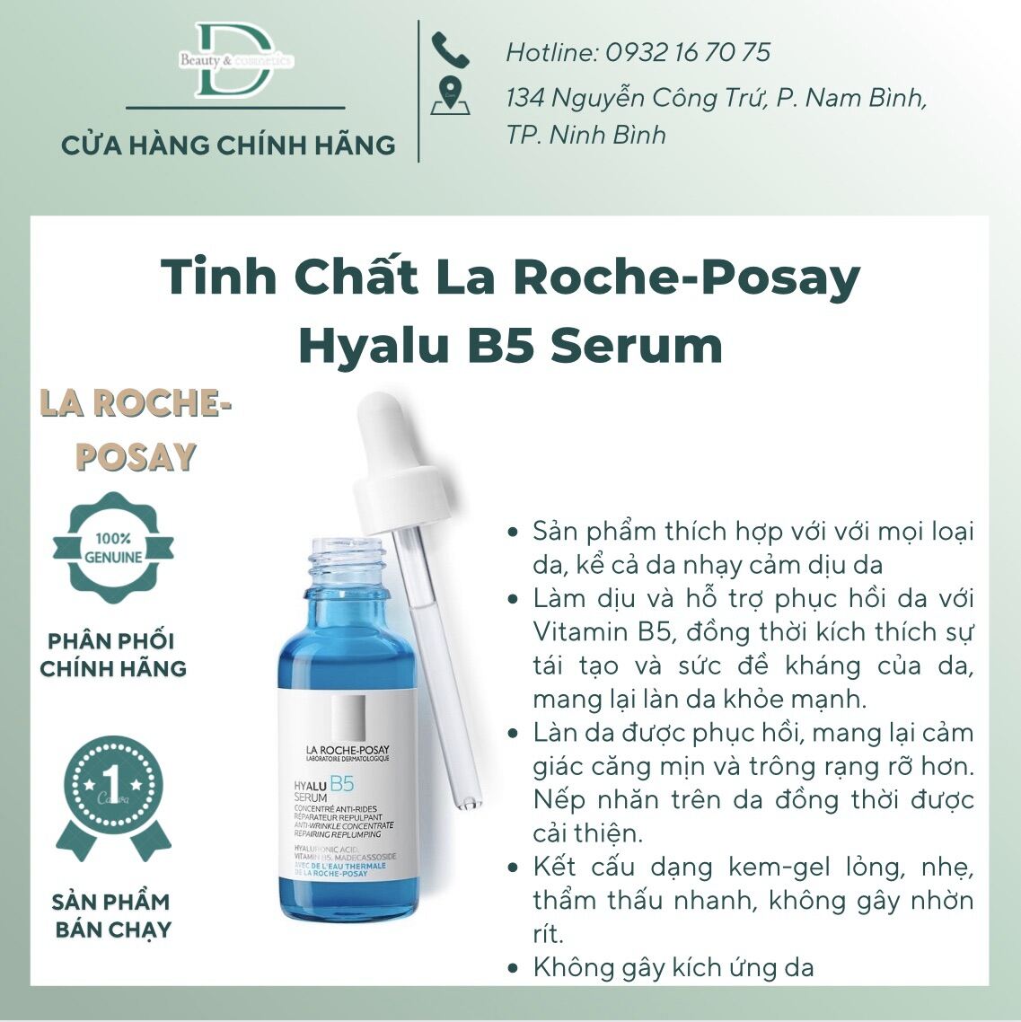 Serum B5 LA ROCHE POSAY Hyaluronic Acid - Laroche Posay Vitamin B5 phục hồi dưỡng ẩm tái tạo da 30ml