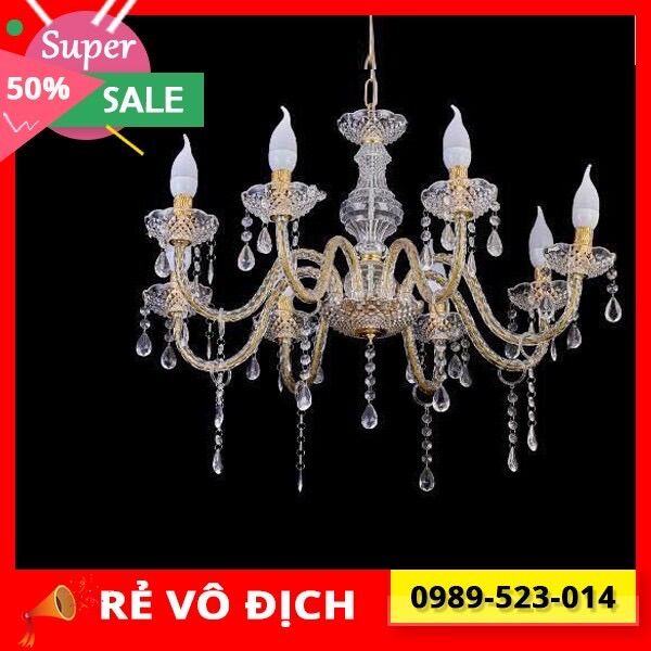 Đèn chùm nhựa đủ phụ kiện 8 tay trang trí đẹp