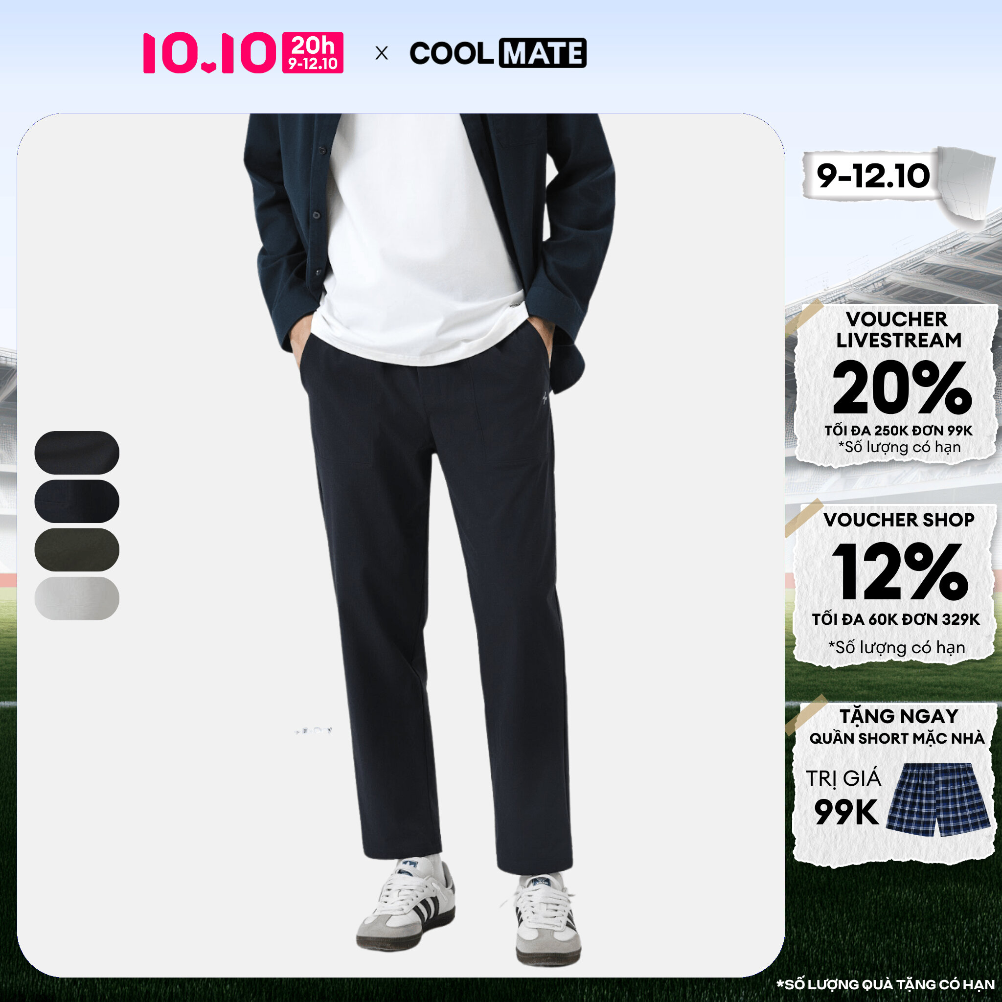 [CHỈ 20H 9-12.10 TẶNG QUẦN SHORT]Quần dài nam ECC Ripstop Pants trượt nước, chống bám bụi, thoáng khí - Coolmate