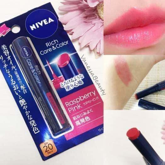Son dưỡng Lên màu Nivea Rich Care & Color Nhật Bản