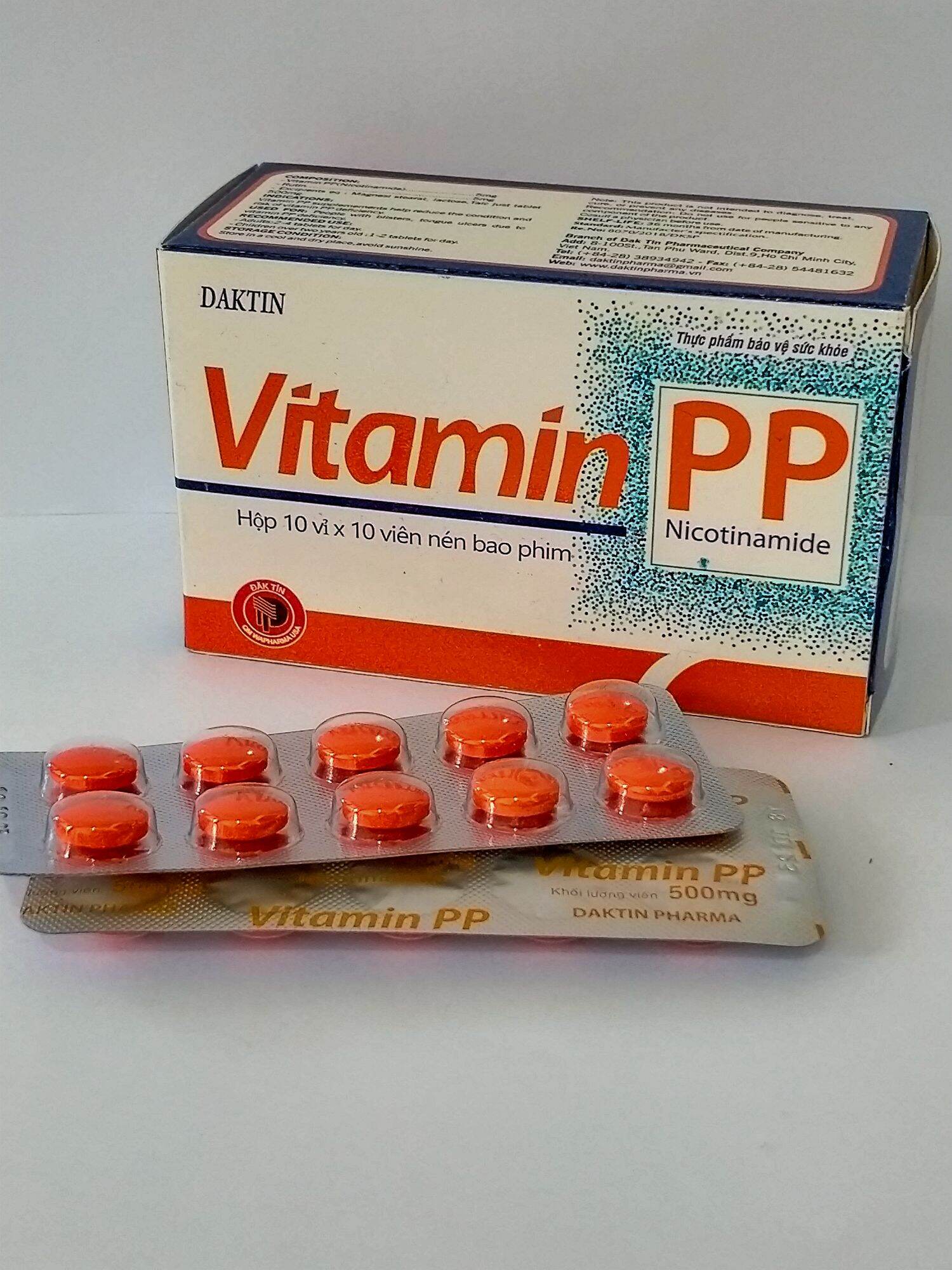 Viên uống VITAMIN PP Hộp 100 viên hỗ trợ trong trường hợp nổi mụn rộp,loét miệng lưỡi( Thực Phẩm bảo vệ sức khỏe )