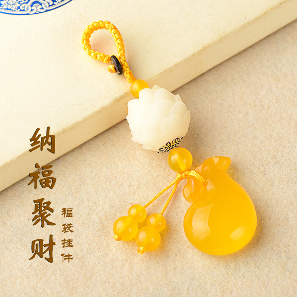 Đồ treo chìa khóa xe ô tô canxedon chiêu tài móc treo chìa khóa bồ đề hoa sen quà tặng sáng tạo đồ treo túi thời trang nam nữ