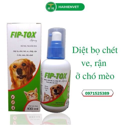 100ml Fiptox - XỊT BỌ CHÉT, VE, RẬN, BÉT Ở CHÓ MÈO THÚ CẢNH