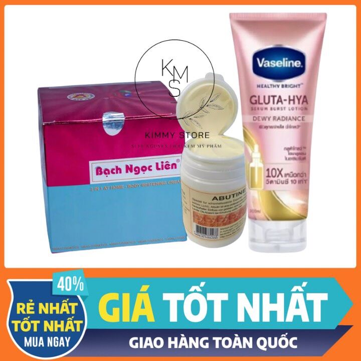 Combo bộ 3 kem bạch ngọc liên + vaseline gluta hya + abutine 3C3