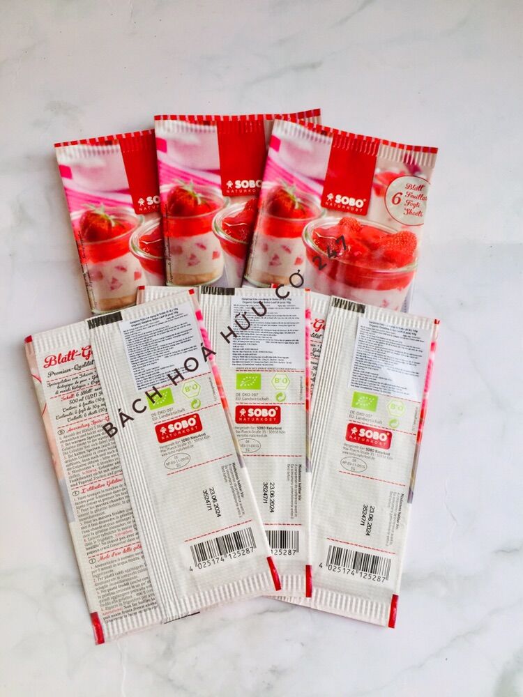 [Set 2 gói] Gelatin hữu cơ dạng lá Sobo 10g (6 lá)
