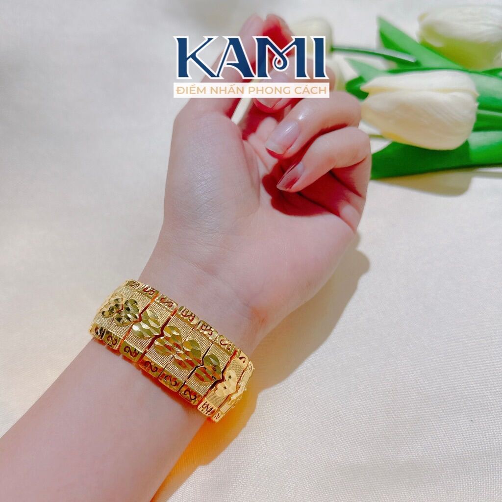Lắc tay bản tim 2,3cm khoá chữ S mạ vàng 24k Kami