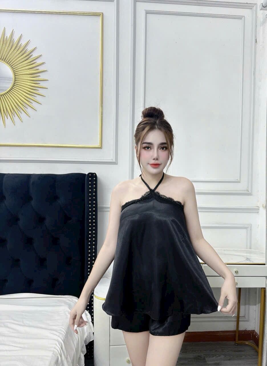 Set bộ yếm dây hở lưng sexy quyến rữu chất lụa latin mềm mại A11