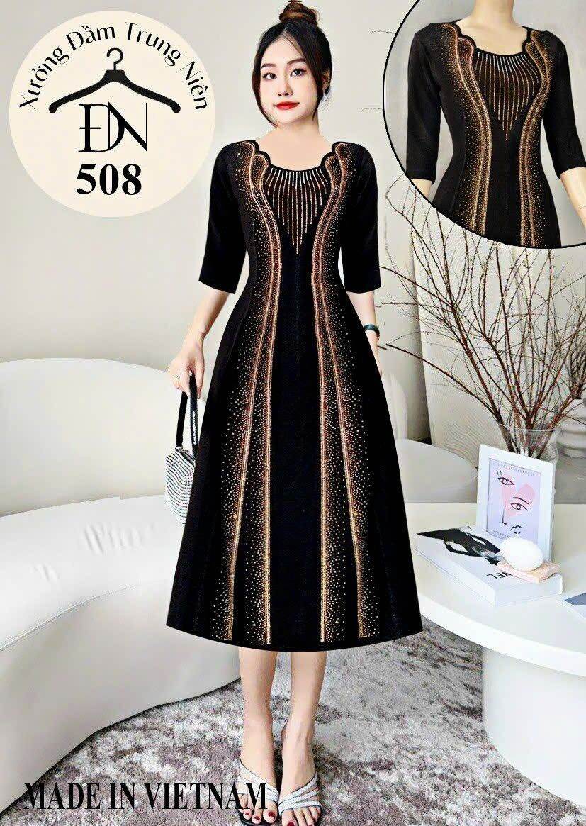 Đầm ép đá dự tiệc sang trọng