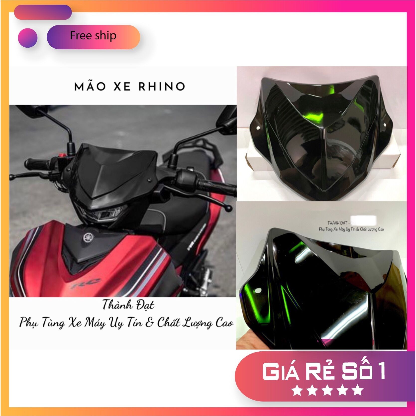 Mão ốp đầu xe exciter 155 👉free ốc bắt👍 mão đầu ex155 màu đen khói