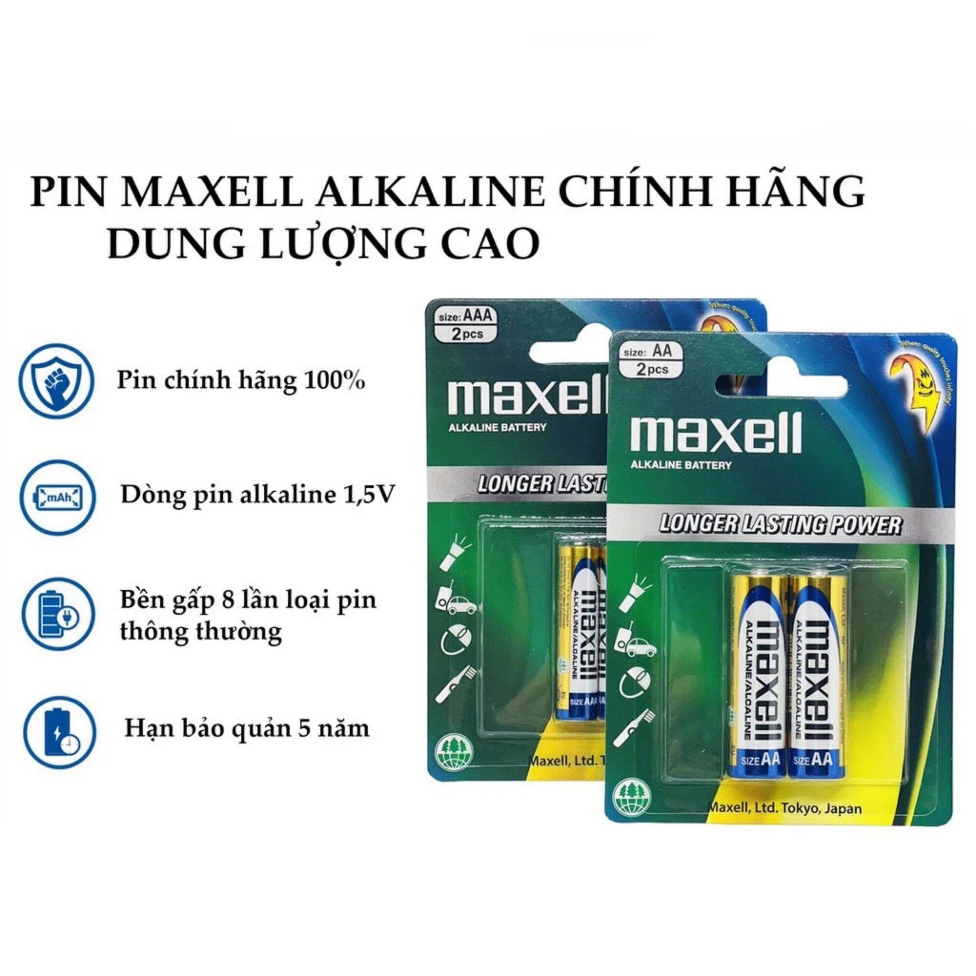 [Hàng Chính Hãng] Pin vỉ maxell Alkaline AA Hộp/10vỉ /2 viên