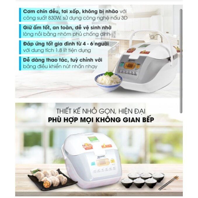 Nồi cơm điện tử Sharp 1.8 lít KS-COM18V - Hàng chính hãng