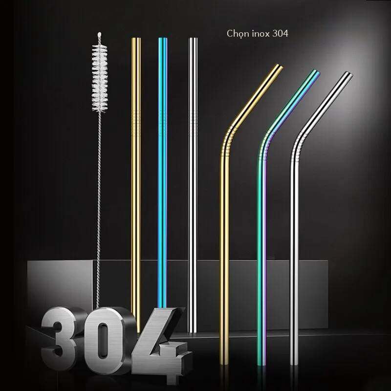 Bộ 20 ống hút bằng thép không gỉ thiết lập sinh thái thân thiện uống rơm Đảng ủng hộ thanh phụ kiện tái sử dụng ống hút kim loại