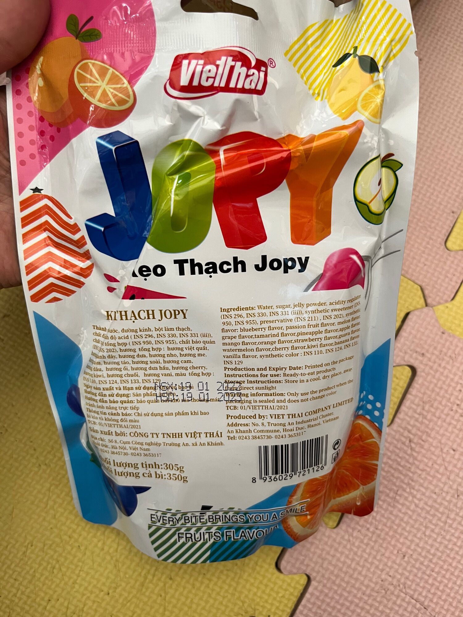 KẸO THẠCH JOPY TÚI 350gr