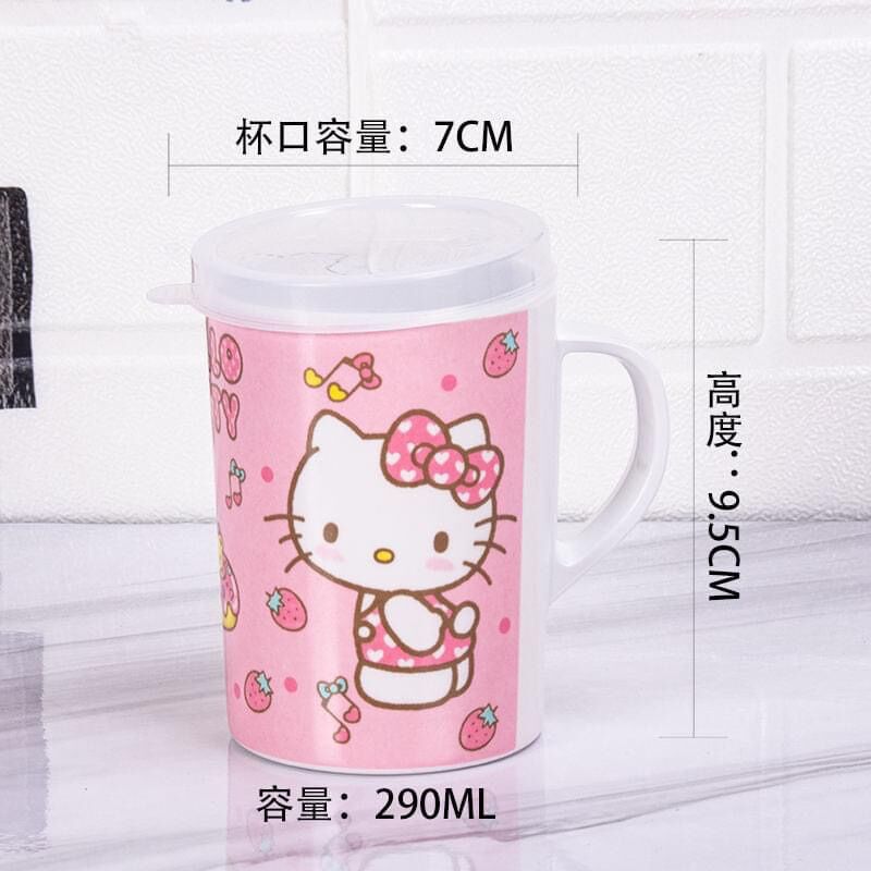 Ly nhựa melamine có nắp Hello Kitty - Doremon