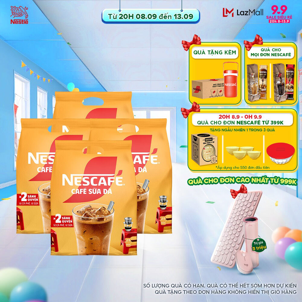 [QUÀ TẶNG THÁNG 9 - Mua 1 tặng 1 Bộ 3 ly thuỷ tinh Nescafe + Ca đá giữ nhiệt 1.5L][FREESHIP HCM & HN