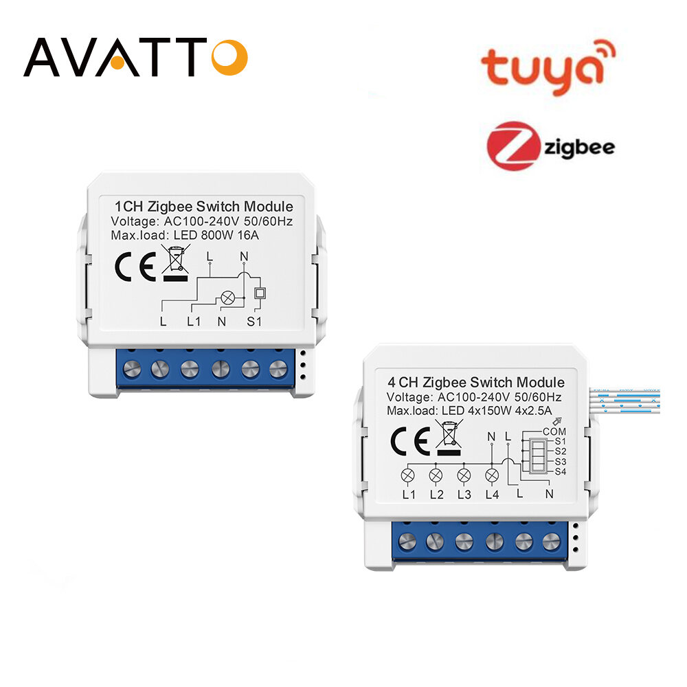 Avatto Tuya Zigbee Công Tắc Thông Minh Tự Làm Mô Đun Có Hẹn Giờ Rơ Le Điều Khiển Từ Xa Tương Thích Với Alexa Google Home Cho Gia Đình Tự Động Hóa