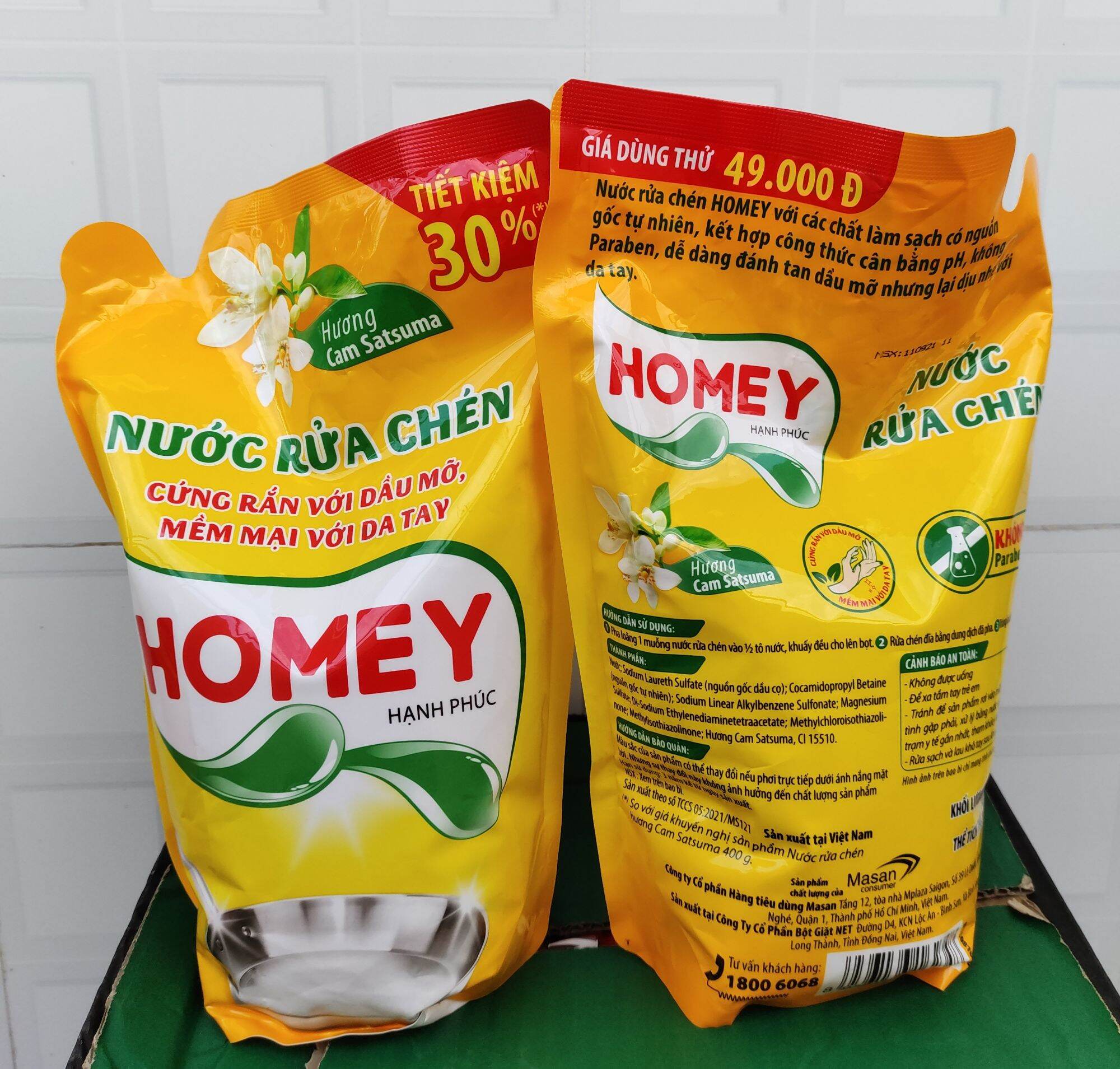 Nước rửa chén Homey hương cam cao cấp túi 2kg~1.93l