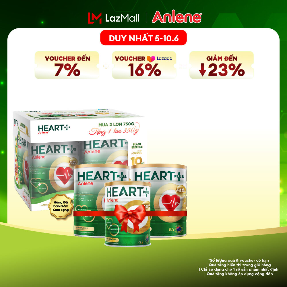 [Voucher giảm đến 26%][Tặng 1 Lon Anlene Heart Plus 350G] Bộ Quà Tặng Combo 2 Sữa Bột Anlene Heart Plus Lon 750G