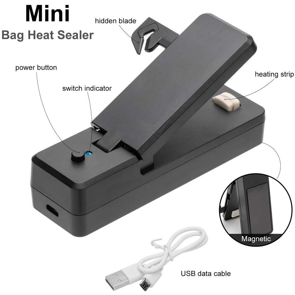Máy hàn miệng túi mini sử dụng pin sạc USB tiện dụng kèm cáp