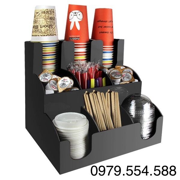 Kệ đựng cốc nhựa ly nhựa trà sữa 3 tầng 9 ngăn chất liệu nhựa MIKA