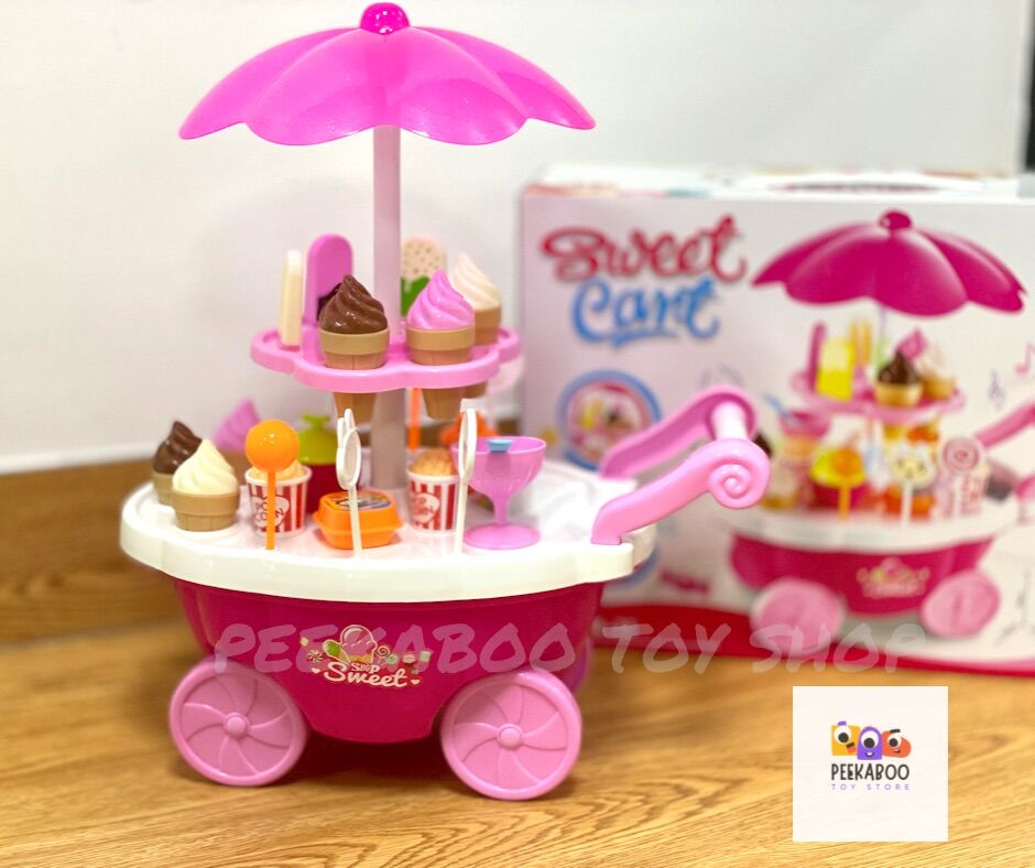 Bộ đồ chơi xe kem sweet cant 40cm 668-25 có âm thanh, đồ chơi bán hàng, đồ chơi trẻ em peekaboo toys