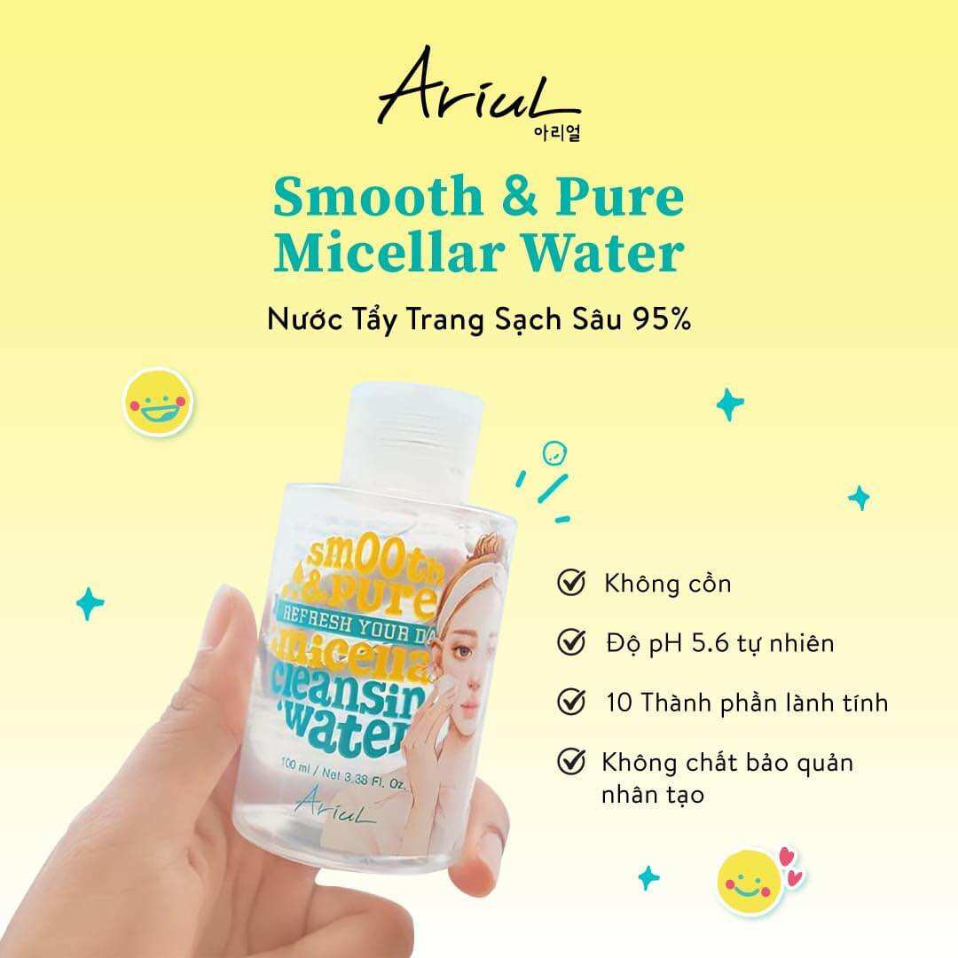 Nước Tẩy Trang Sạch Sâu Dưỡng Ẩm Ariul Smooth & Pure Micellar Water 100ml
