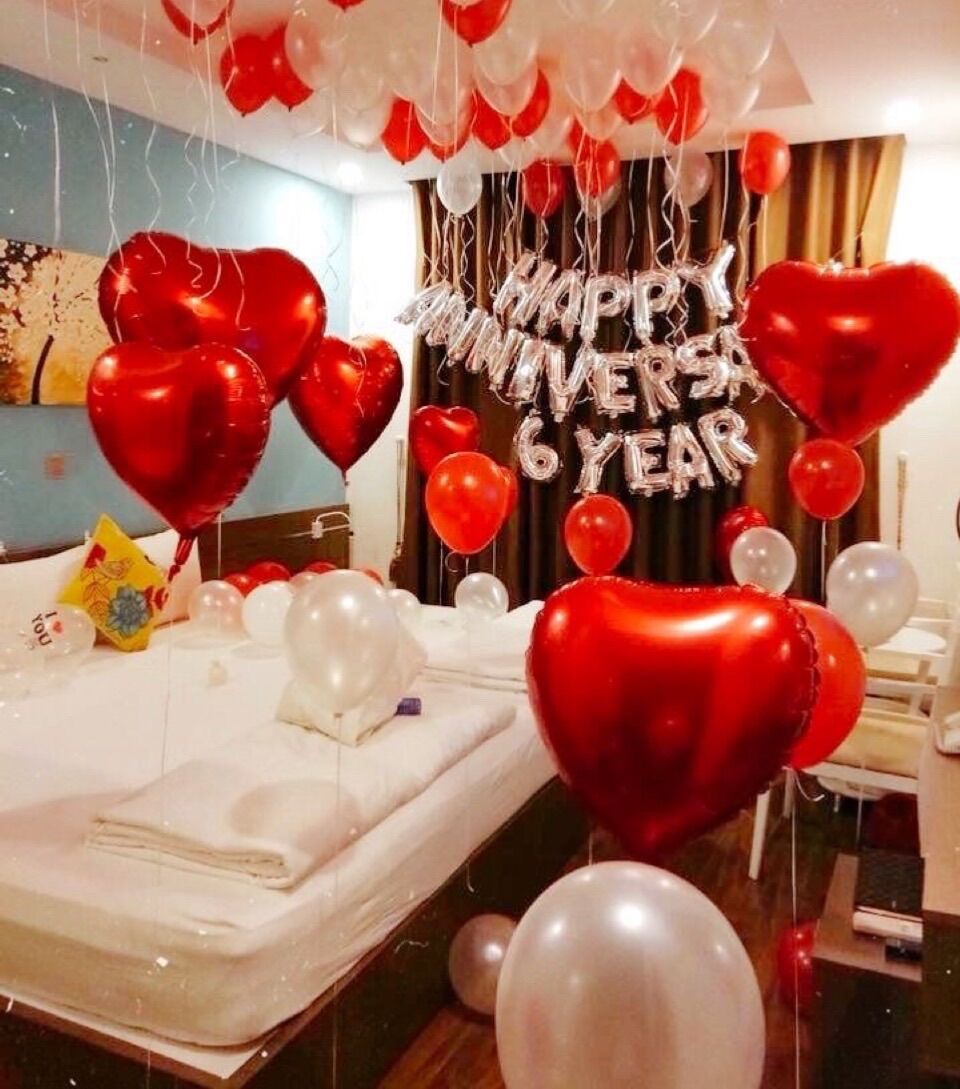 Set bóng bay trang trí happy anniversary mp89 màu đỏ