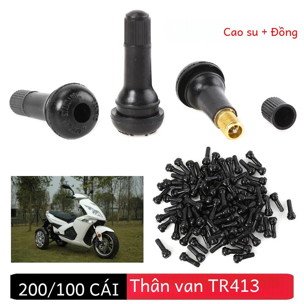 200/100 Chiếc Đen Tr413 Snap-in Ngắn Van Cao Su Thân Cây Cho Ô Tô & Xe Máy Không Săm Lốp Xe Có Mũ Bụi Bánh Lốp Van Thân Cây