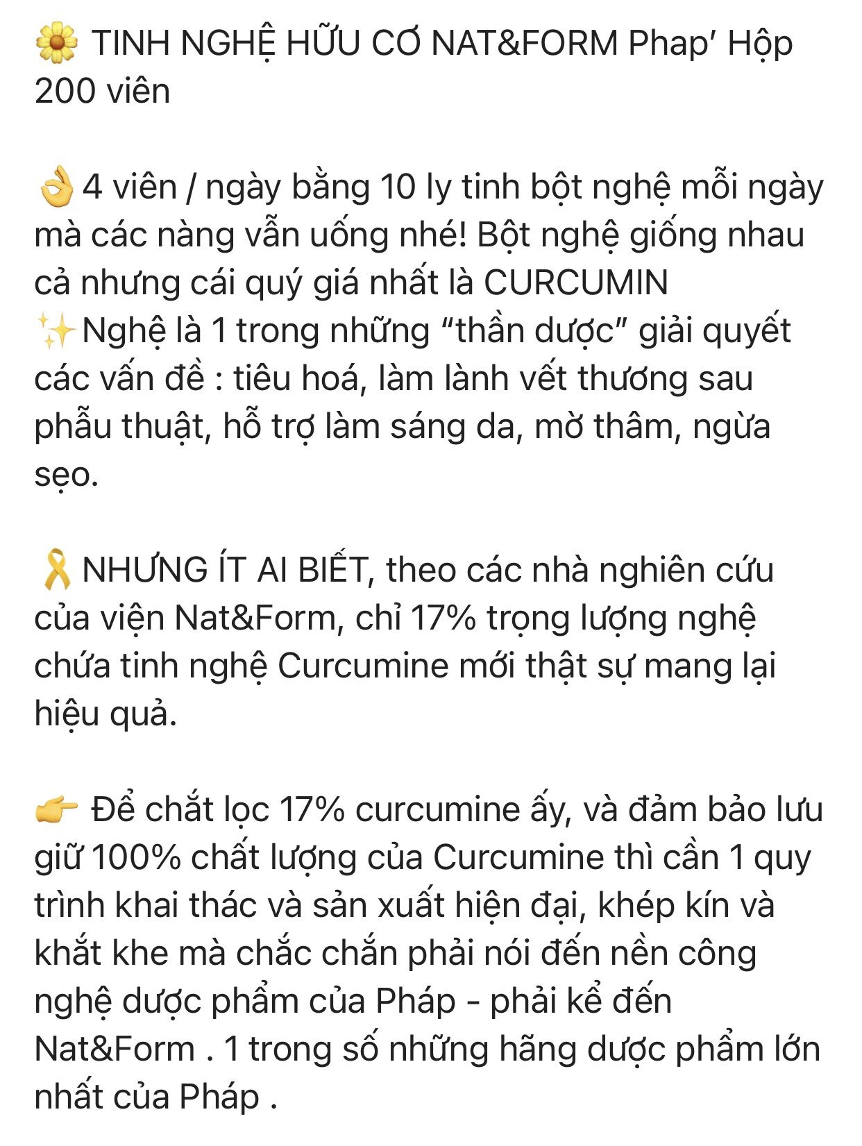 Viên tinh nghệ hữu cơ Nat & Form Pháp