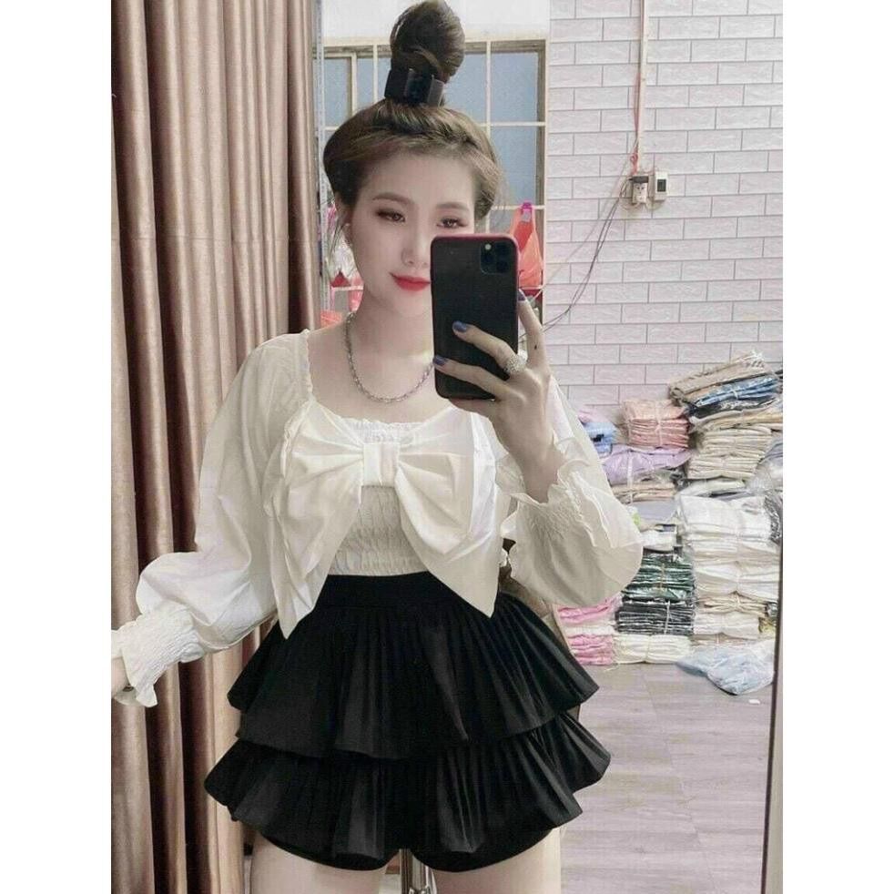 Chân váy xếp li 2 tầng