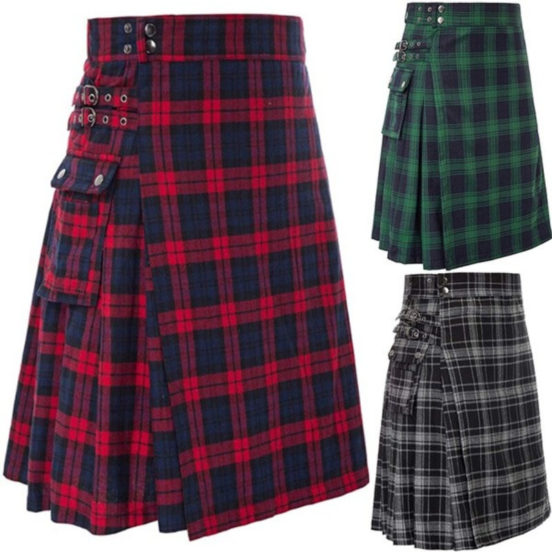 Váy Ngắn Truyền Thống Cao Nguyên Scotland Nam, Chất Liệu Sợi Sữa Acetate PU, Kiểu Kilt Tiện Dụng, Trang Phục Châu Âu