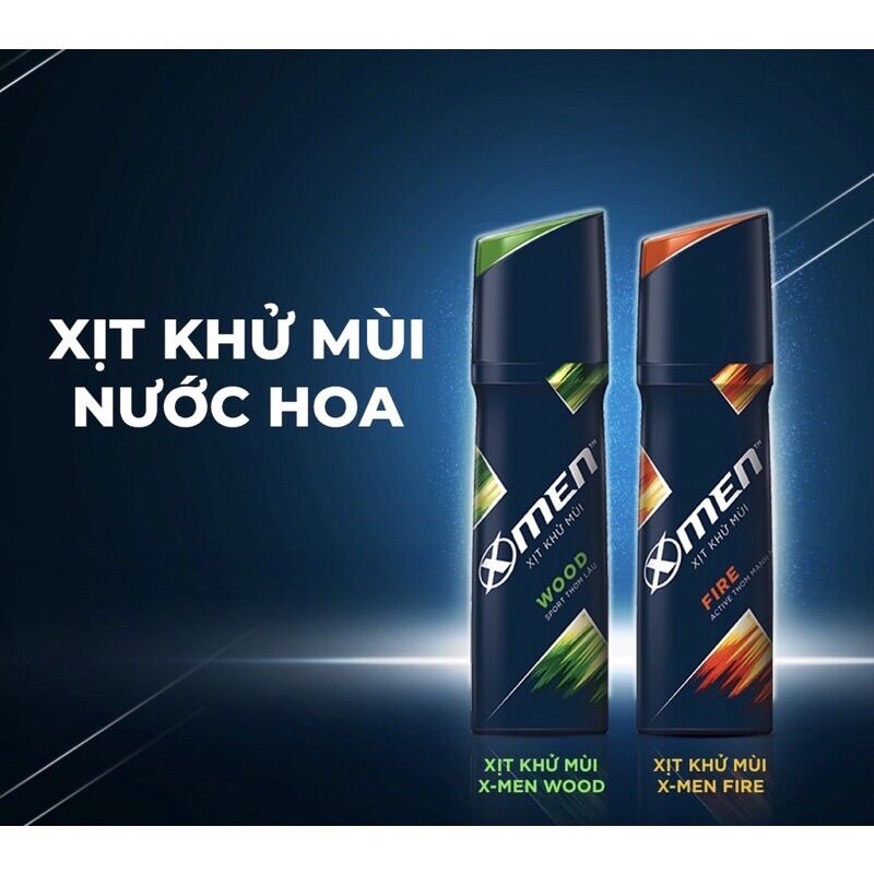Xmen xịt khử mùi nước hoa wood/fire toàn thân 150ml