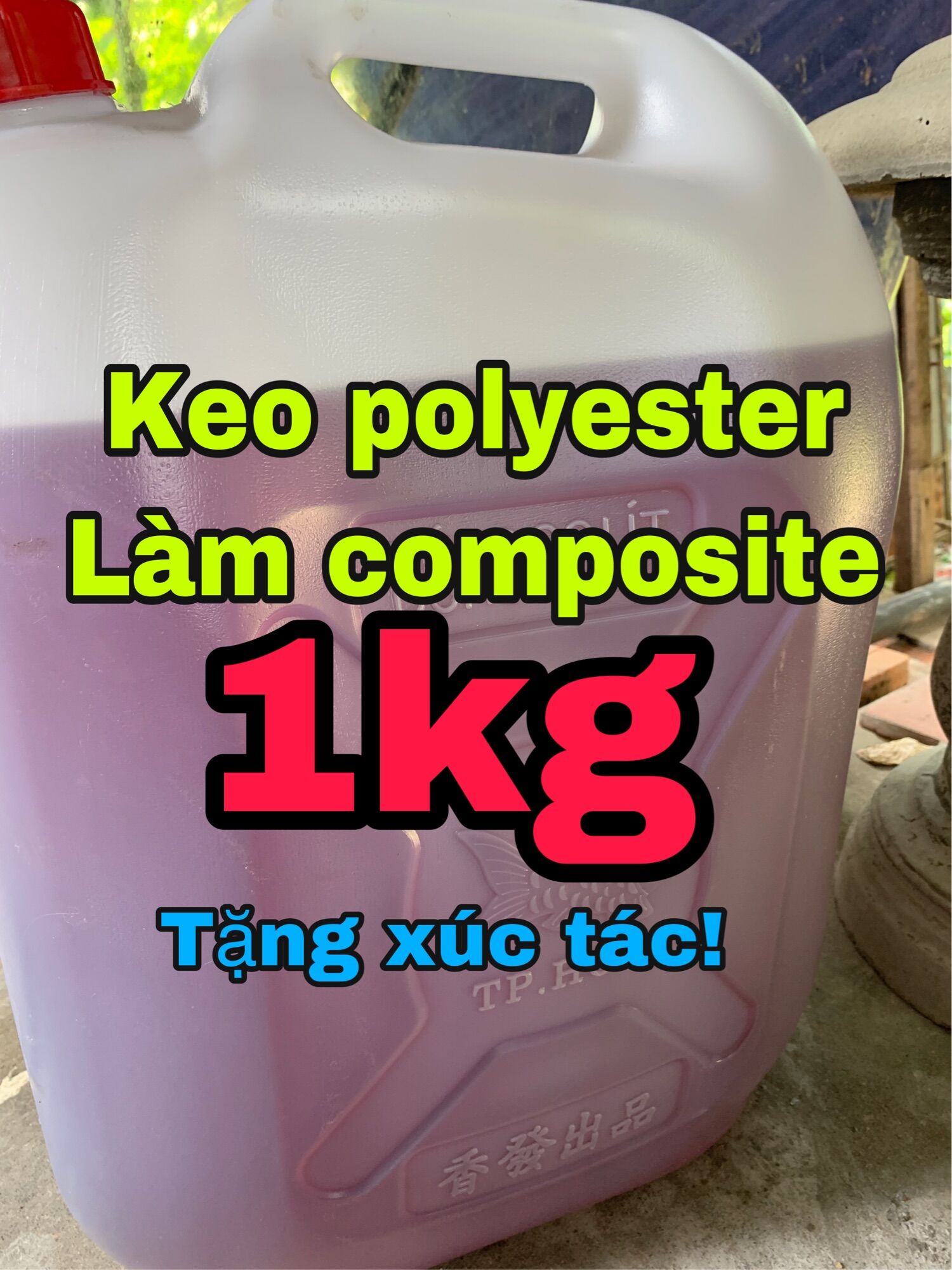 Combo 1kg nhựa Composite + 500gr bột đá tặng xúc tác làm Composite polyester