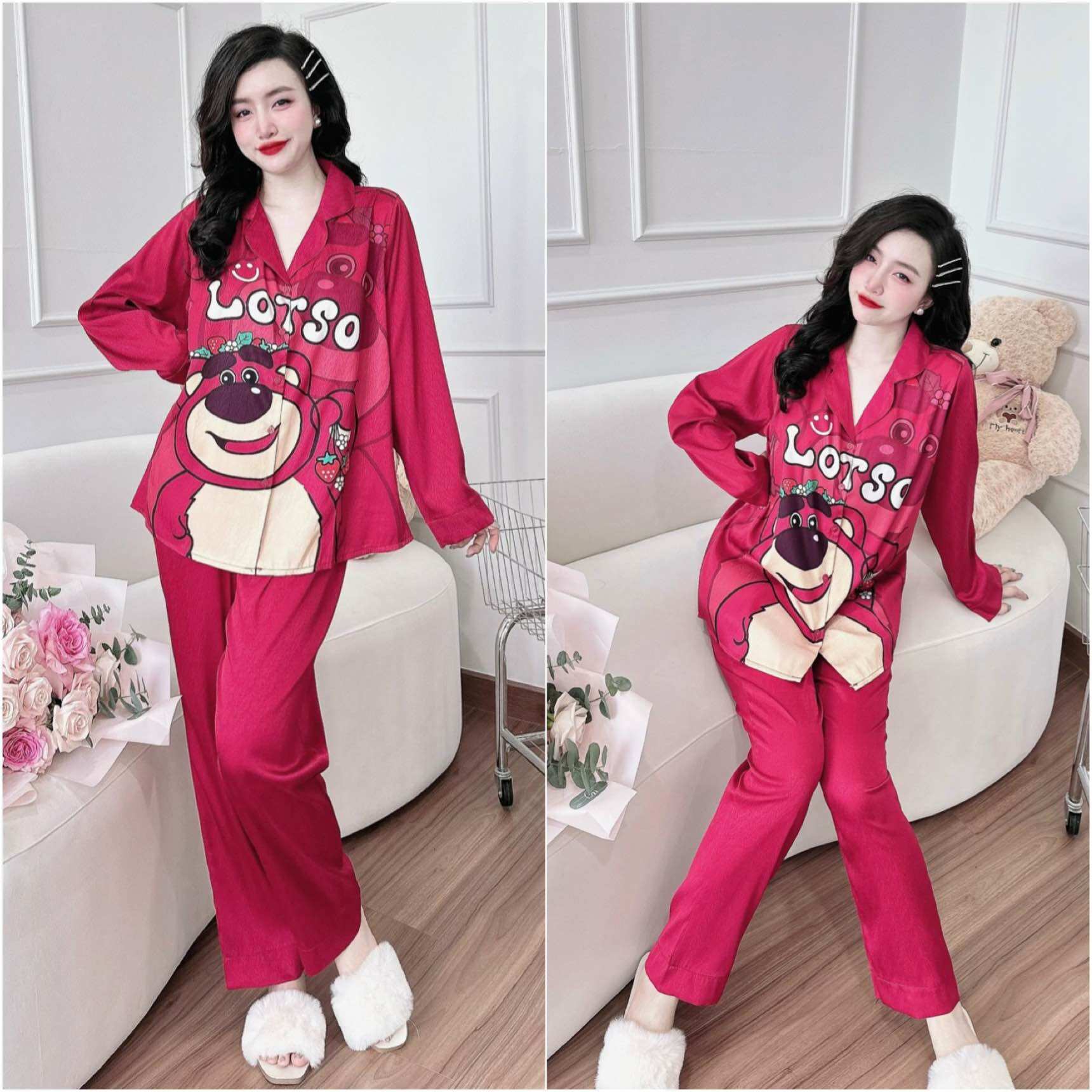 (50-100kg) Đồ bộ Lụa Xước Tiểu Thư Bigsize cao cấp
