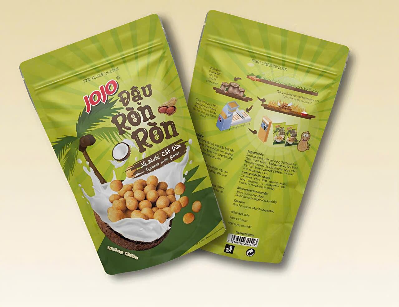 com bô 5 bịch đâu phộng da cá vị côt dua Jojo ăn vặt(mua 10tang1)