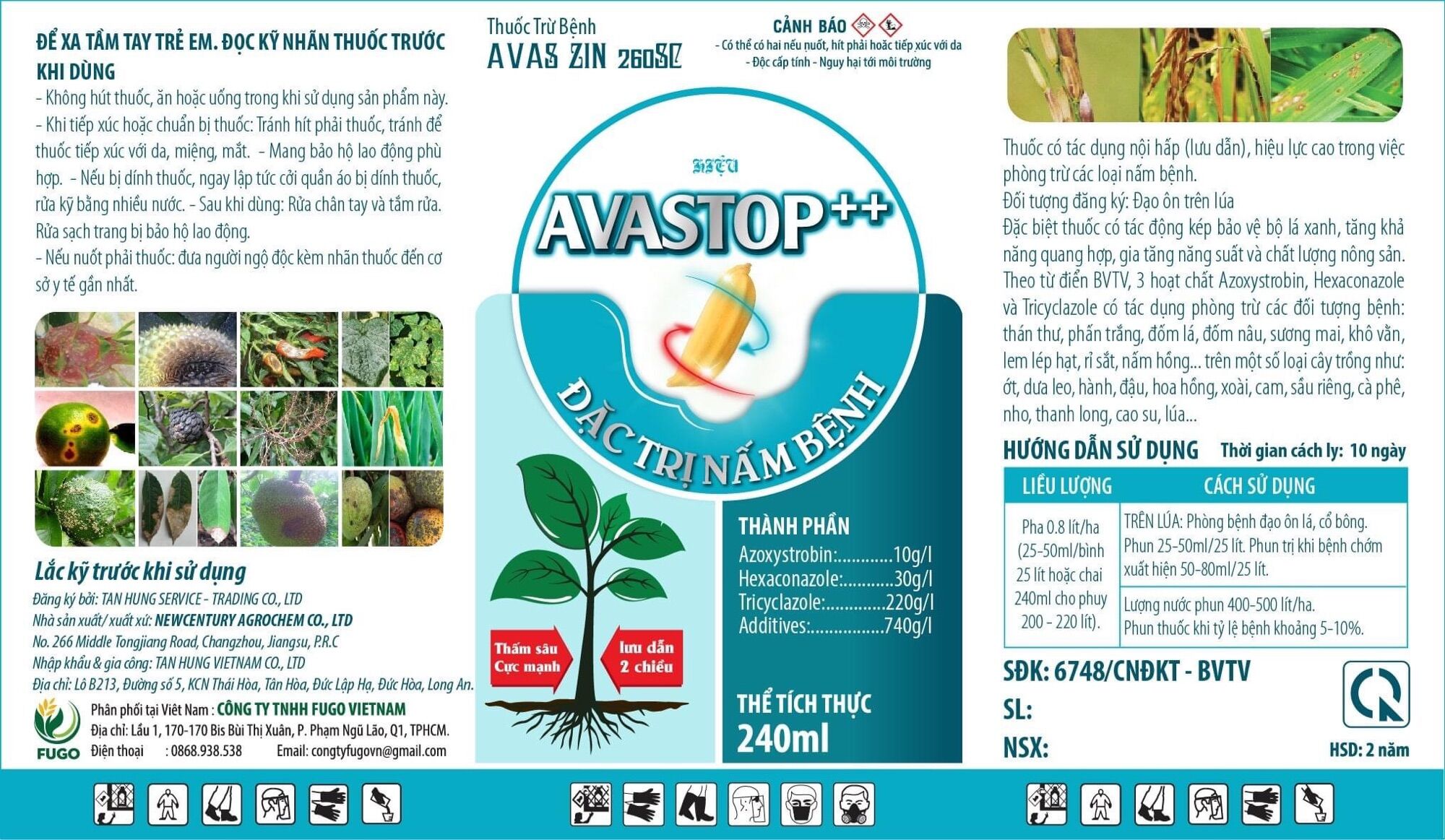 Trừ Nấm Bệnh AVASTOP ++(đạo ôn, đạo ôn cổ bông trên lúa)