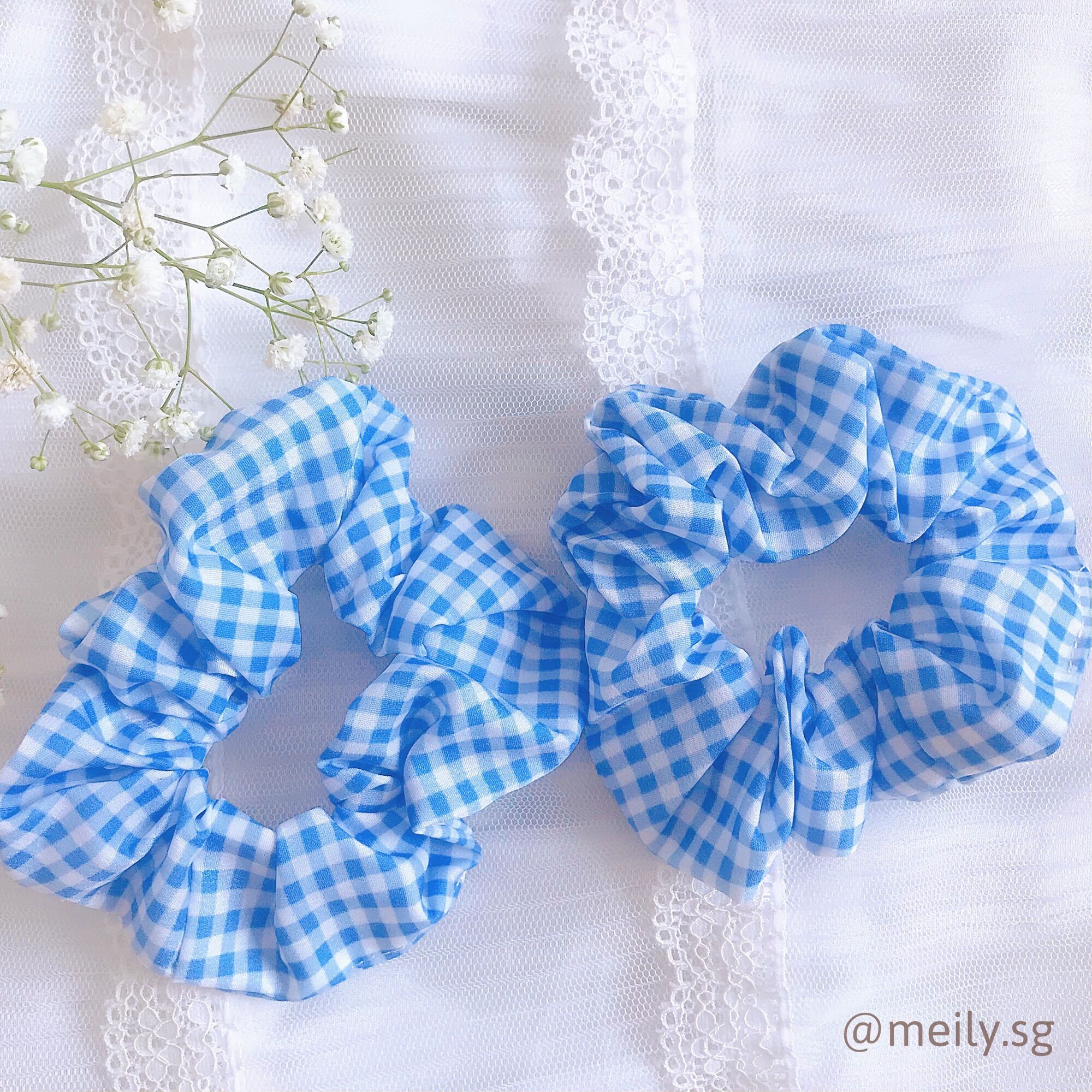 Cột tóc Scrunchies tông xanh dương Meily Store