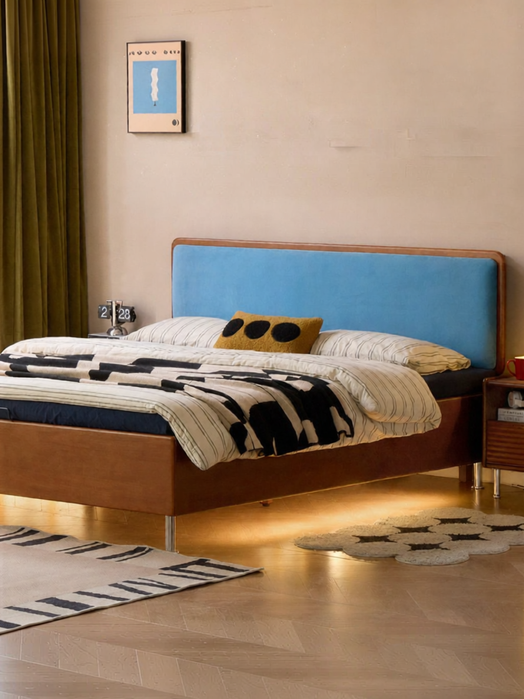 WEISHA | Mid-Century Style Storage Bed Wooden Giá 21,645,000 Đồng*Miễn phí vận chuyển