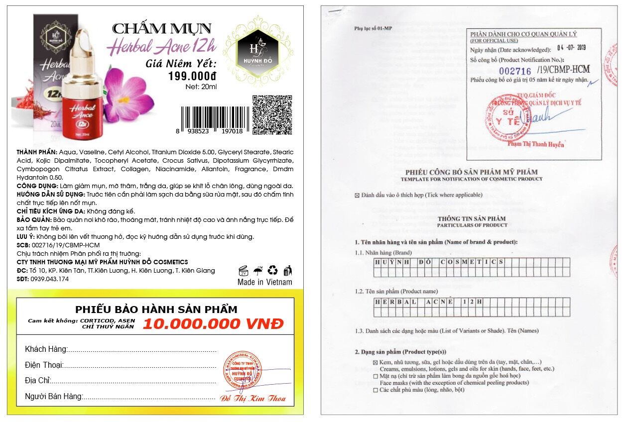 serum chấm mụn 12h huỳnh  đỗ