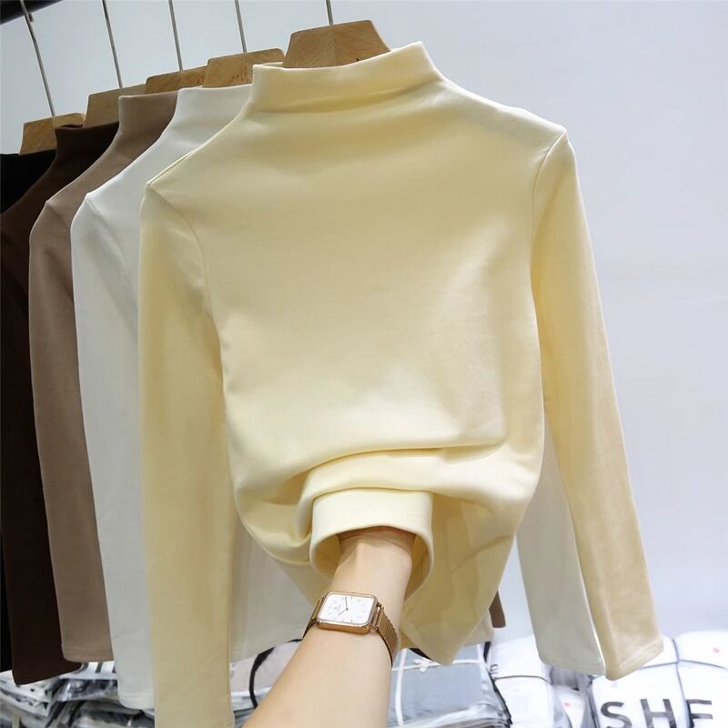 Áo Lót Dày Cổ Cao Tay Dài Giữ Nhiệt Cho Bé Gái Mùa Thu Đông Áo Lót Trẻ Em Trai Màu Trắng Mặc Trong Q